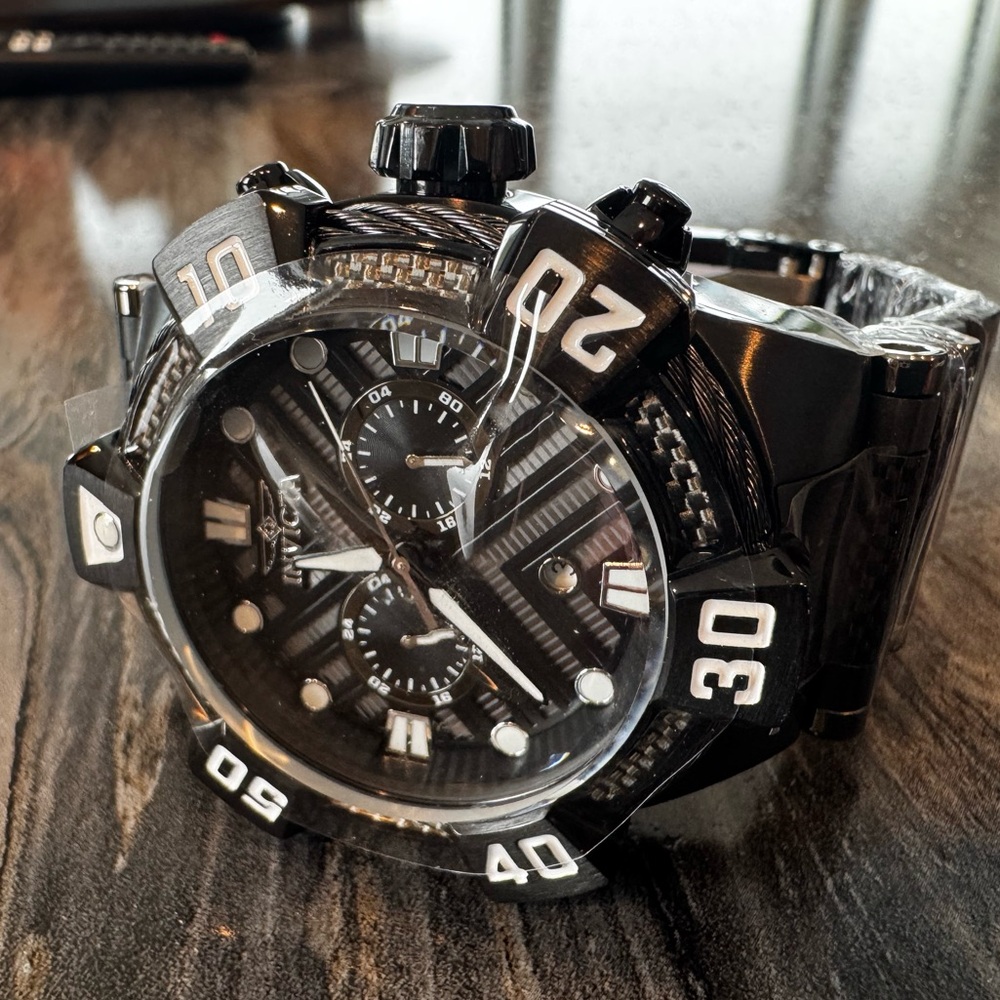Invicta Bolt Men's Watch w/ 3D Dial 52mm Black Steel Carbon NEW!
